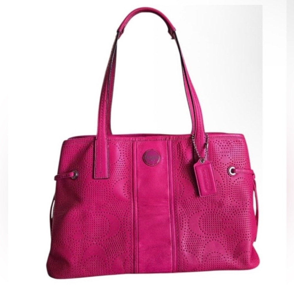 Coach 2013 perforated leather watermelon tote bag